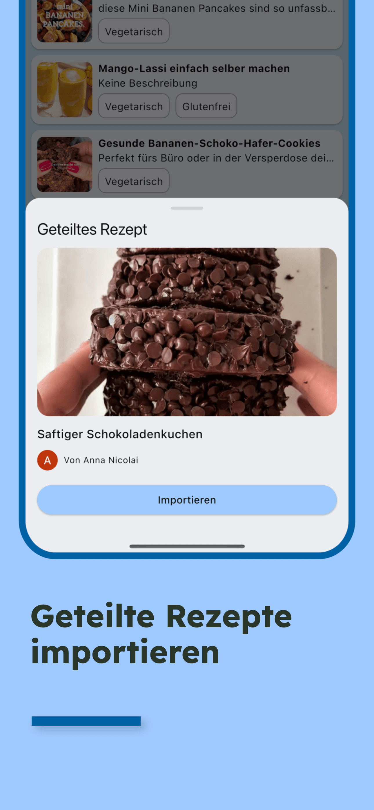 Screenshot: Geteiltes Rezept