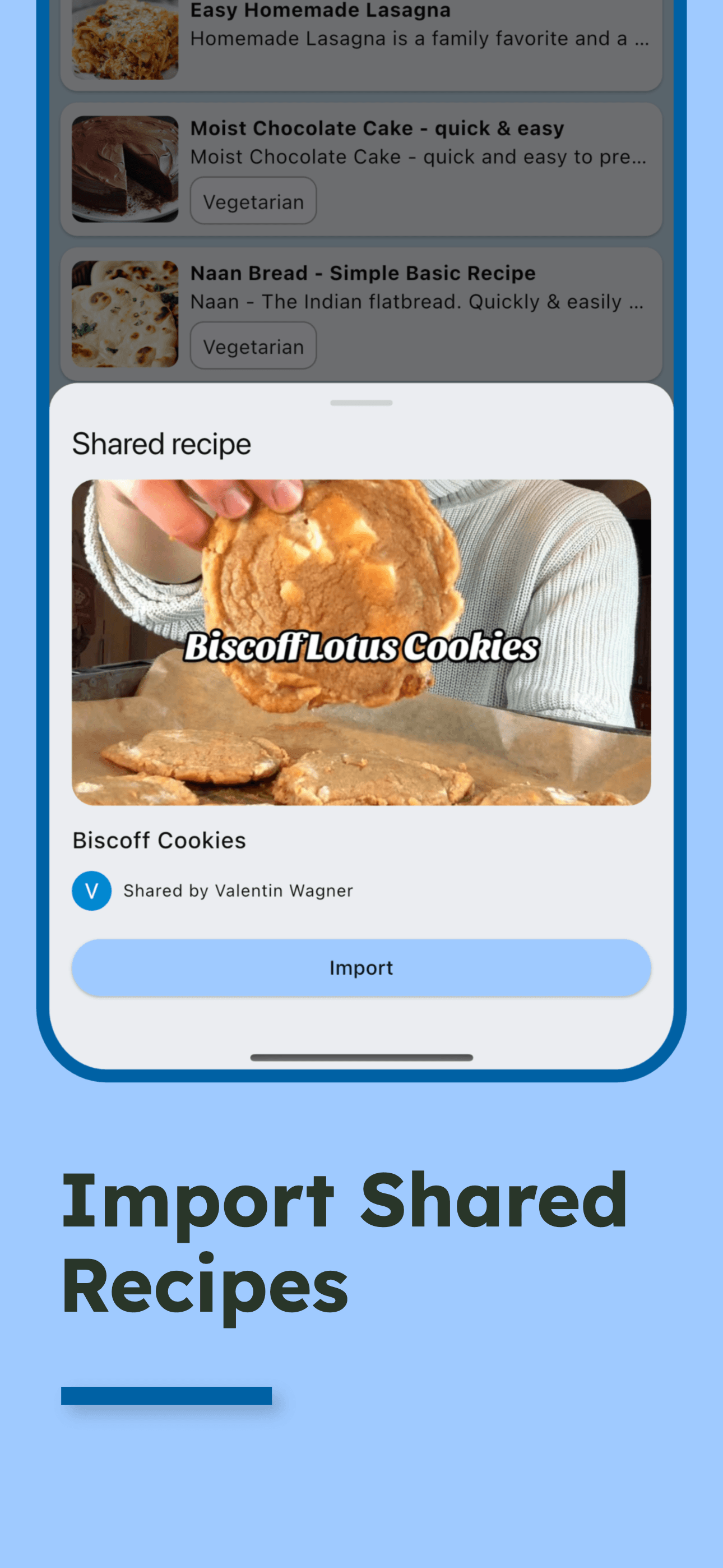 Screenshot: shared recipe