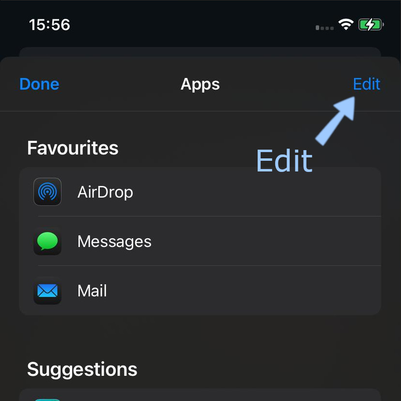 iOS share sheet: Edit