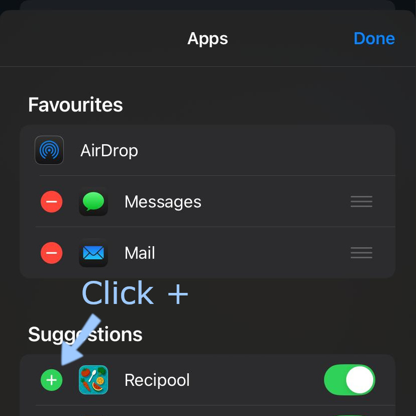 iOS share sheet: Add Recipool