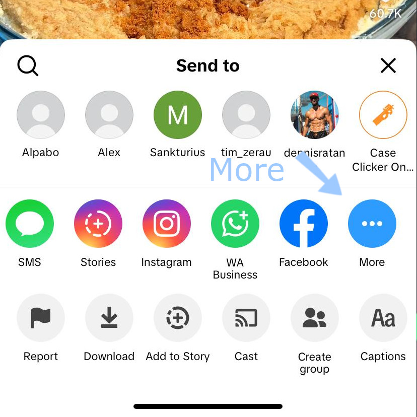 TikTok: Click more or share to