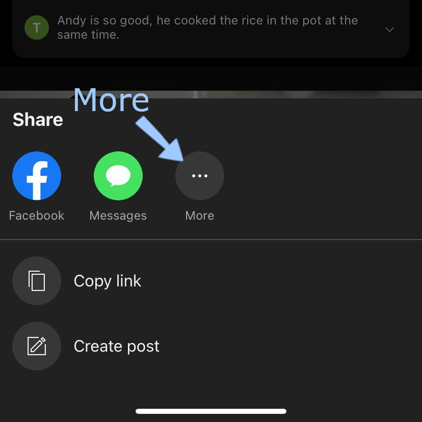 YouTube: Click more or share to
